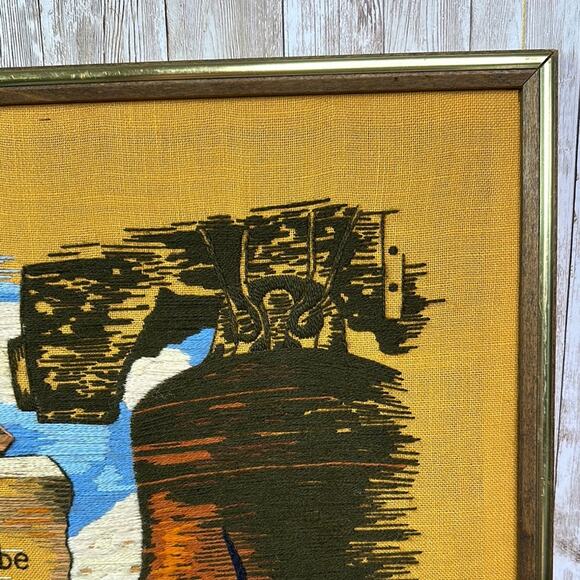 Embroidery Framed Patriotic Image, William Penn "Governed by God" vintage - Picture 8 of 11